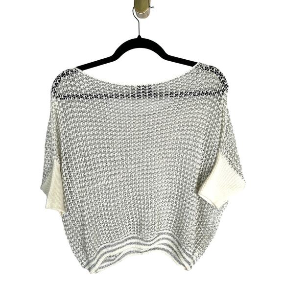 NEW! Revolve M Doll&Company Metallic Open Knit Cropped Sweater Silver White - Picture 2 of 5
